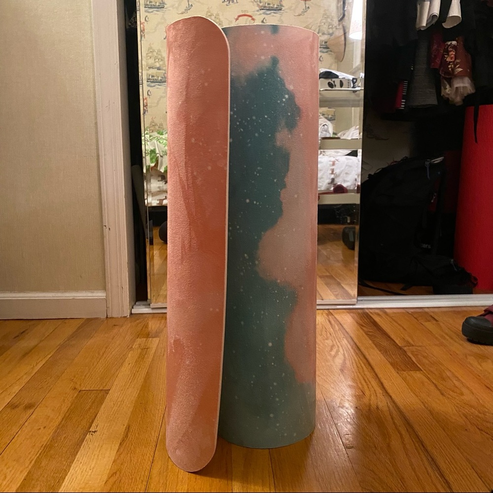 Blogilates Vegan Suede Yoga Mat with Pink and Blue Star Design